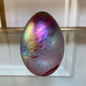 Signed Vintage OBG 1987 Art Glass Egg Paperweight